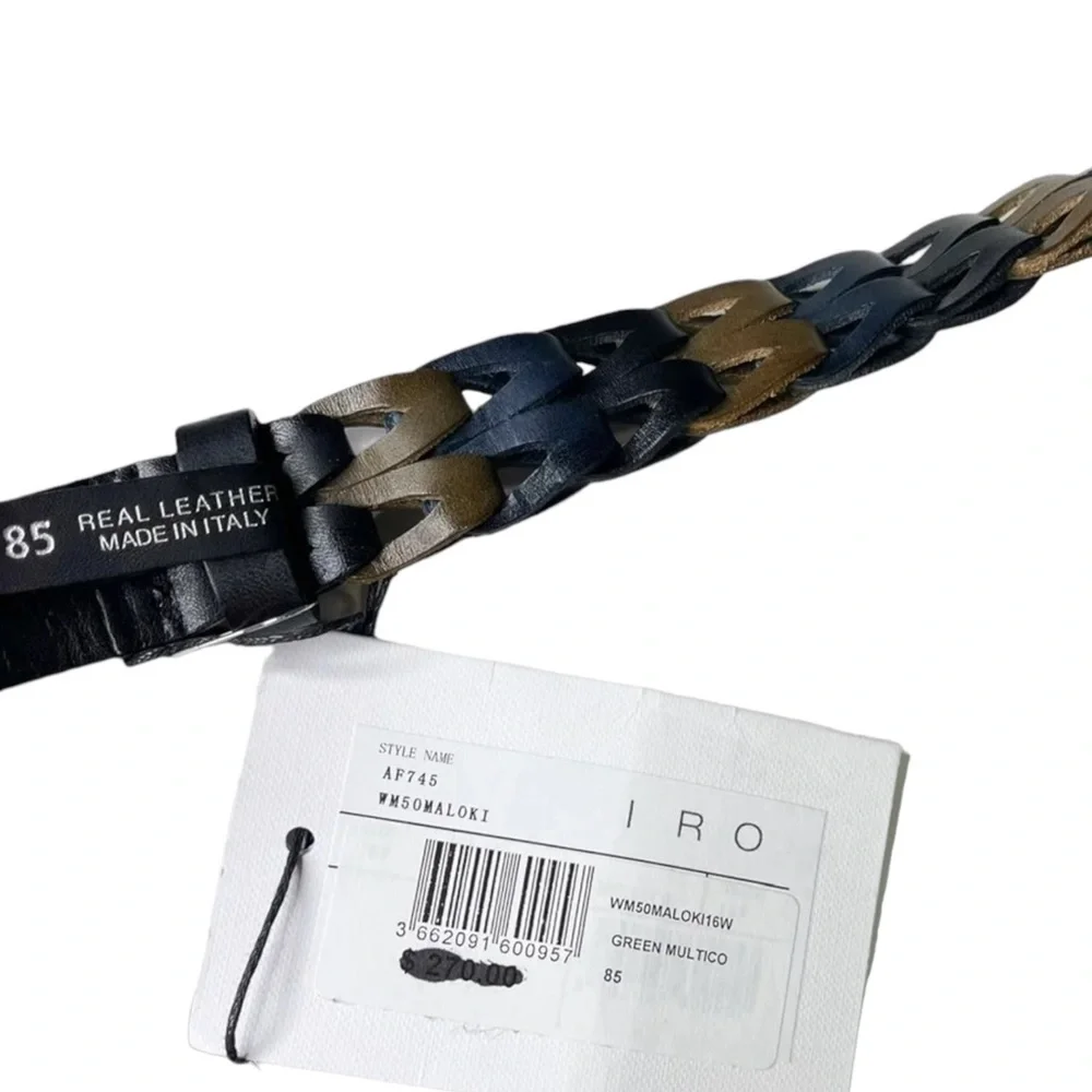 IRO Maloki Braided Leather Belt, Green Multi, T.85